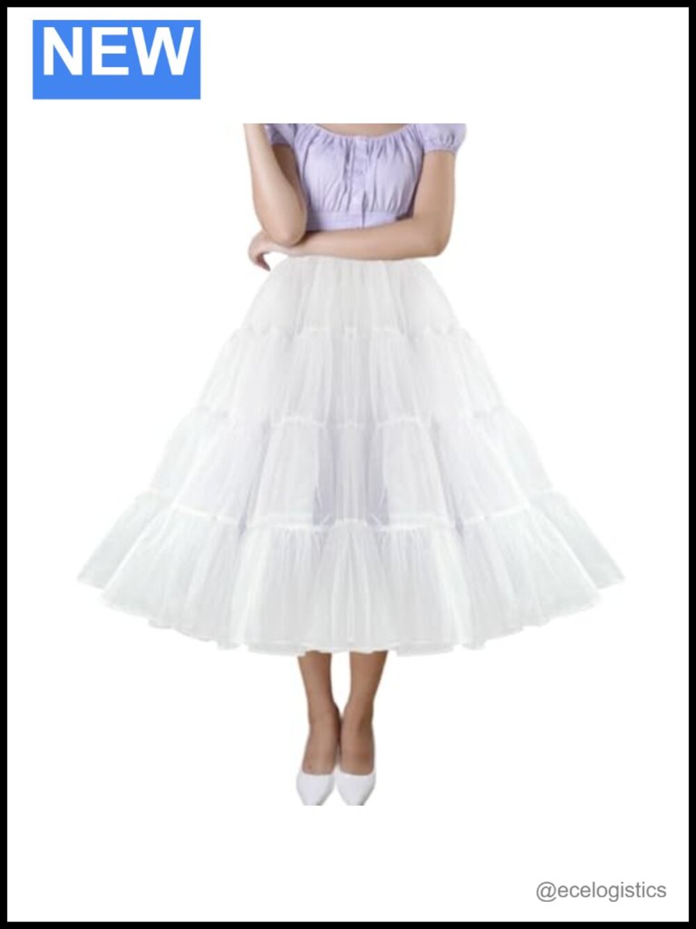 4 Tier Tea Length Puffy Tulle Petticoat Half Slip Women's Party Dance